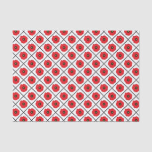 Shabby Chic Red, Black & White Poppies Floral Tissue Paper