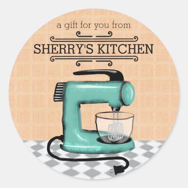 Shabby chic retro stand mixer food bakery sticker (Front)