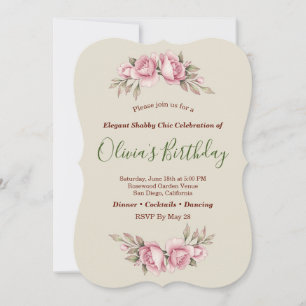 Shabby Chic Romantic Vintage Roses Floral Party Invitation