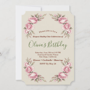 Shabby Chic Romantic Vintage Roses Floral Party Invitation
