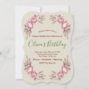 Shabby Chic Romantic Vintage Roses Floral Party Invitation