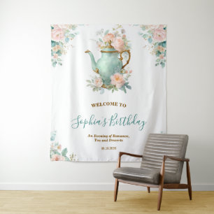 Shabby Chic Romantic Vintage Roses Floral Party Tapestry