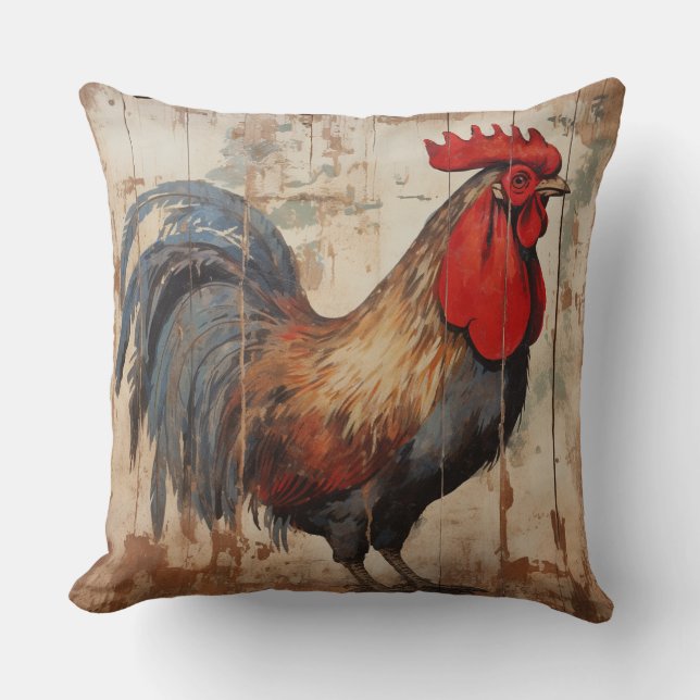 Shabby Chic Rooster Cushion (Front)