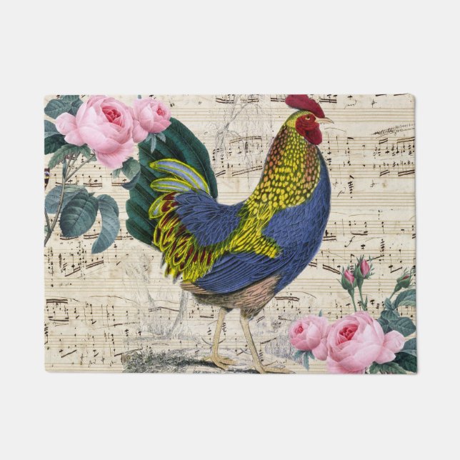 Shabby Chic Rooster Doormat (Front)