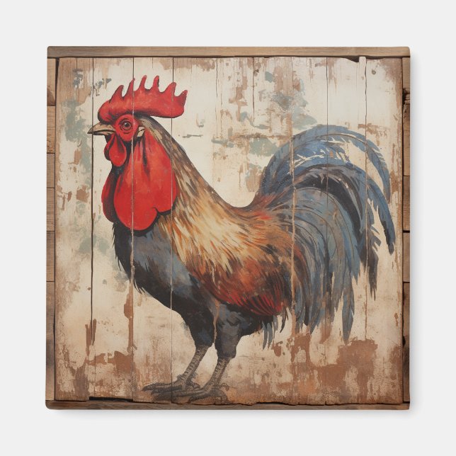 Shabby Chic Rooster Magnet (Front)