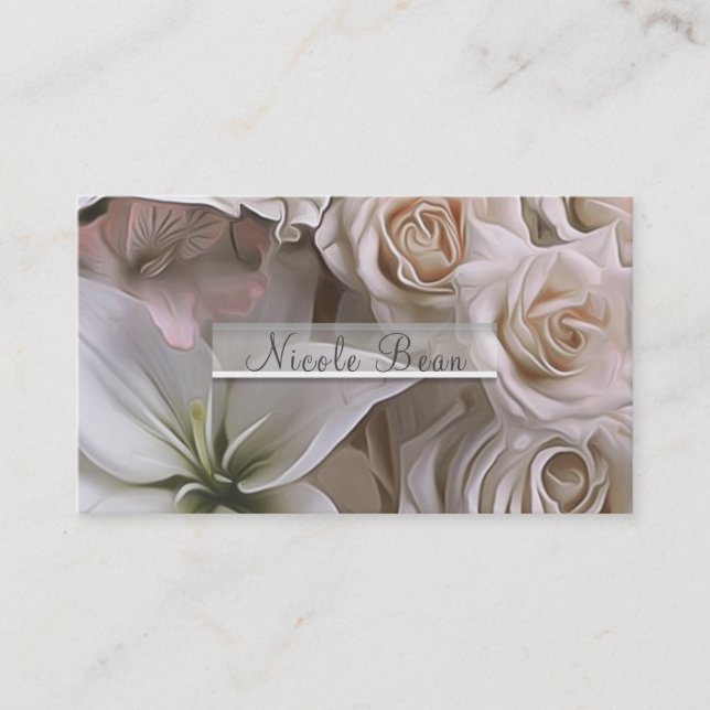 Shabby Chic Rose Floral Bridal Shower Elegant Business Card (Front)