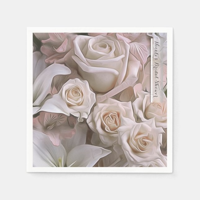 Shabby Chic Rose Floral Bridal Shower Elegant Napkin (Front)