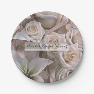 Shabby Chic Rose Floral Elegant Bridal Shower Paper Plate