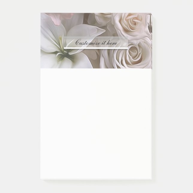 Shabby Chic Rose Floral Rustic Flowers Custom Post-it Notes (Front)