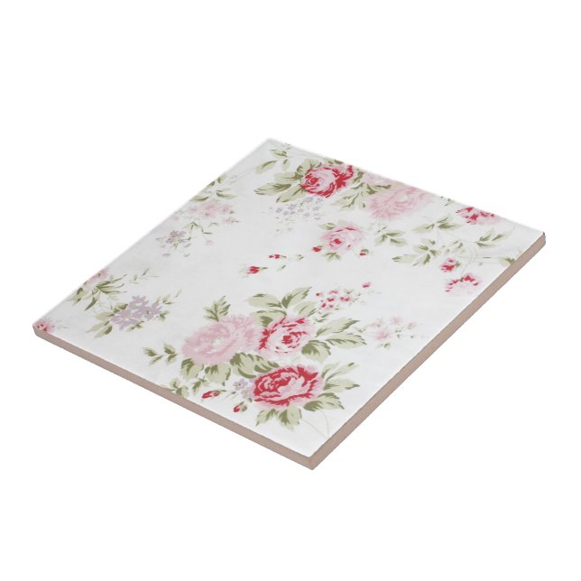 Shabby Chic Rose Floral Tile (Side)