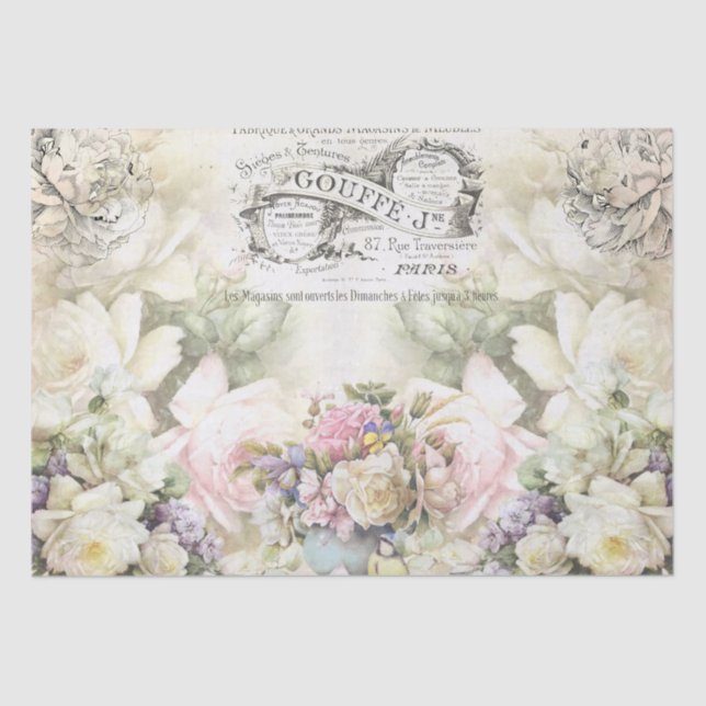 Shabby Chic Roses Collage Pattern  Tissue Paper (Front)