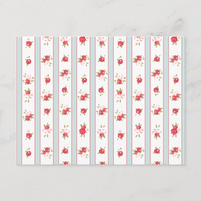 Shabby Chic Roses Floral Vintage Postcard (Front)