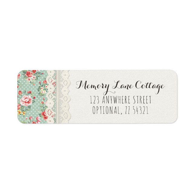 Shabby Chic Roses, Lace & Burlap Return Address (Front)