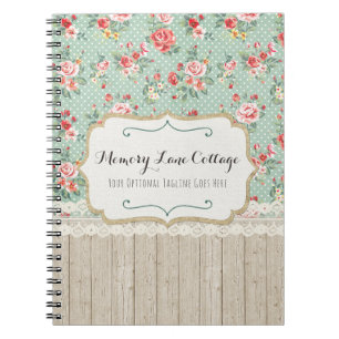 Shabby Chic Roses, Lace & Burlap Vintage Boutique Spiral Notebook