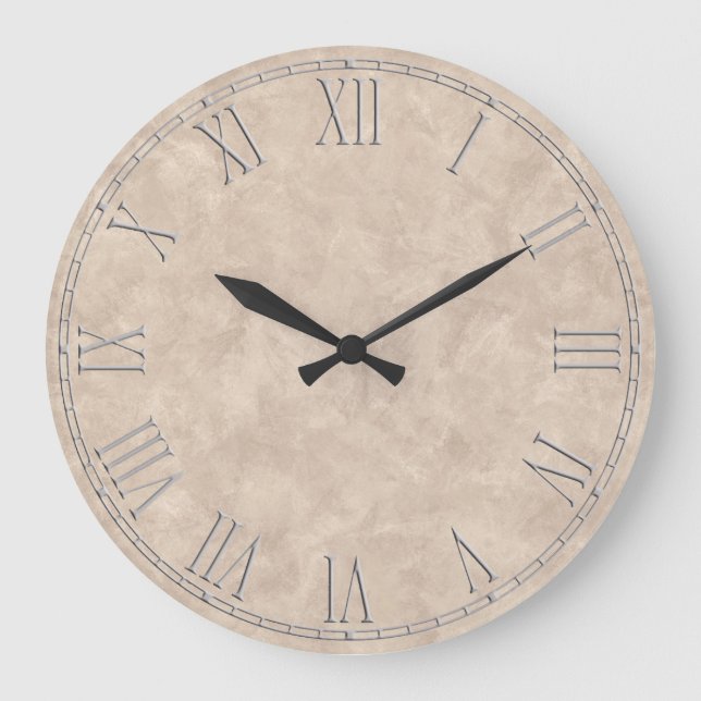 Shabby Chic Rustic Beige Tan Large Clock (Front)