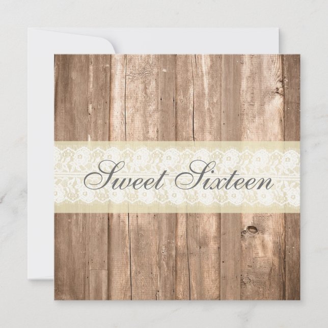 Shabby Chic Rustic Cream Sweet Sixteen Party Invitation (Front)