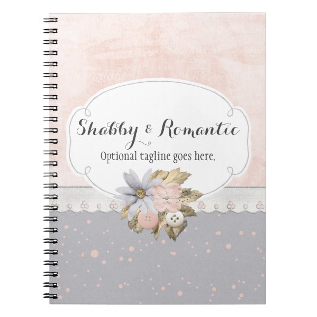 Shabby Chic Rustic Floral Sewing Buttons Boutique Spiral Notebook (Front)