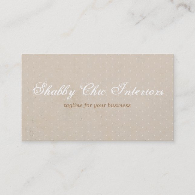 Shabby Chic Rustic Kraft & Polka Dot Business Card (Front)