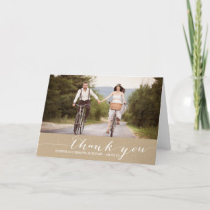 Shabby Chic Script Photo Wedding Thank You Card
