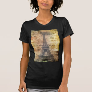 shabby Chic Scripts Vintage Paris Eiffel Tower T-Shirt