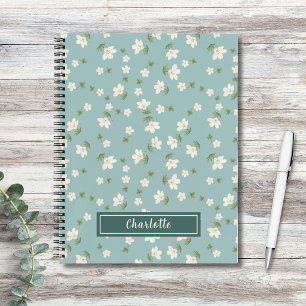 Shabby Chic Small Floral Cottagecore Duck Egg Blue Notebook