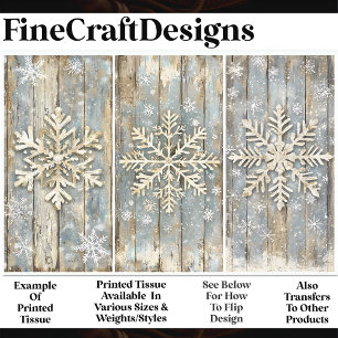 Shabby Chic Snowflakes On Wood Cream AL9 Decoupage Tissue Paper