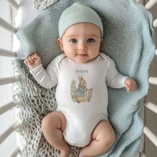 Shabby Chic Spring Rabbit Baby Bodysuit