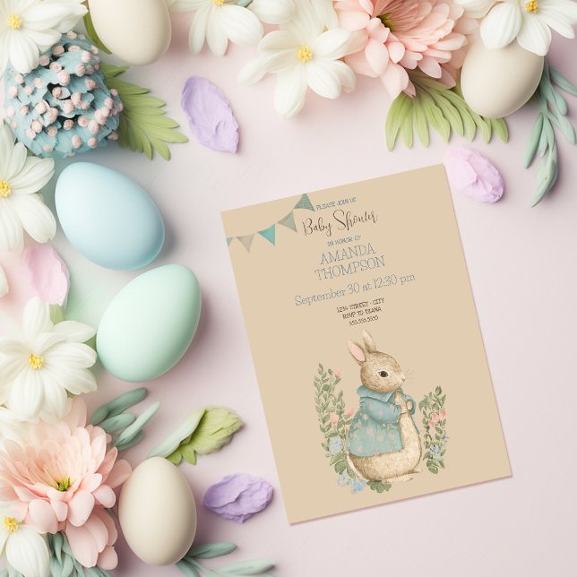 Shabby Chic Spring Rabbit Baby Shower Invitation (Creator Uploaded)