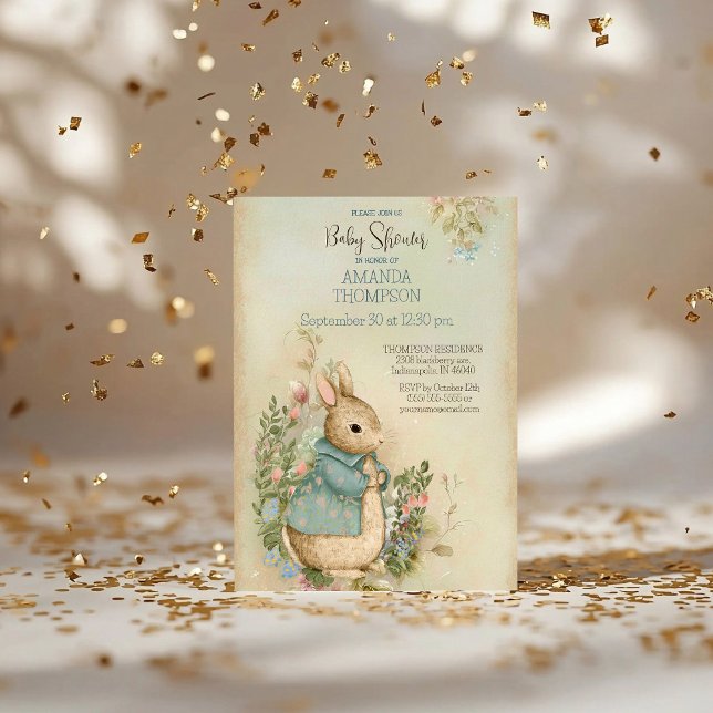 Shabby Chic Spring Rabbit Baby Shower Invitation (Creator Uploaded)