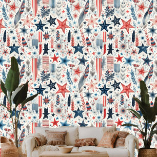 Shabby Chic Star Feathers Pastel Boho Art Theme Wallpaper