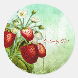 Shabby Chic Strawberry Patch Personalise Classic Round Sticker