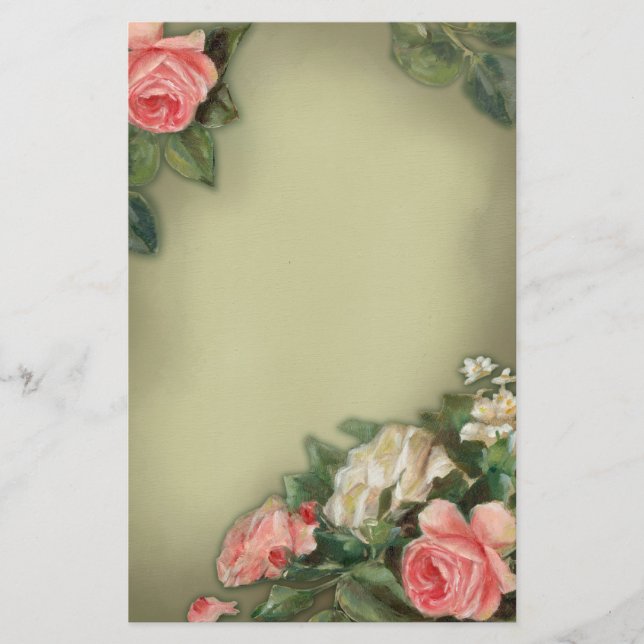Shabby Chic style roses Stationery (Front)
