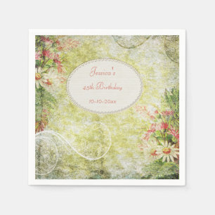 Shabby Chic Sweet 45th Birthday & Wildflowers Napkin