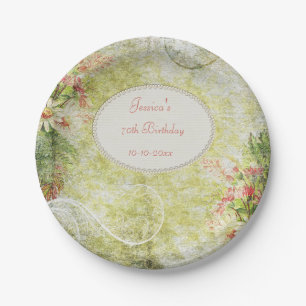 Shabby Chic Sweet 70th Birthday & Wildflowers Paper Plate