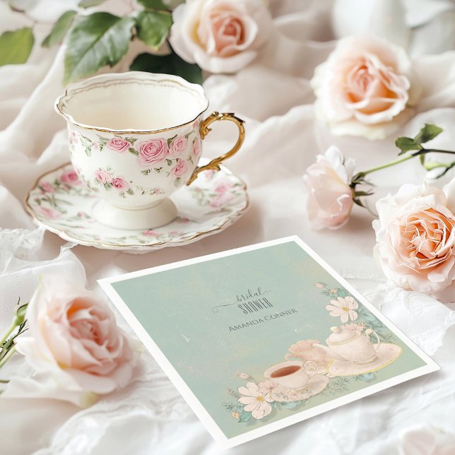 Shabby chic Tea Party Bridal Shower Napkin (Creator Uploaded)