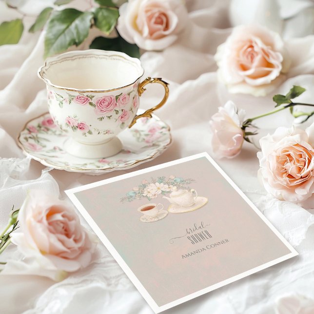 Shabby chic Tea Party Bridal Shower Napkin (Creator Uploaded)