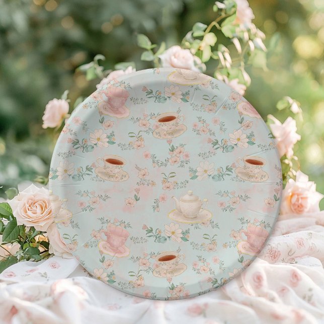 Shabby chic Tea Party Bridal Shower Paper Plate (Creator Uploaded)
