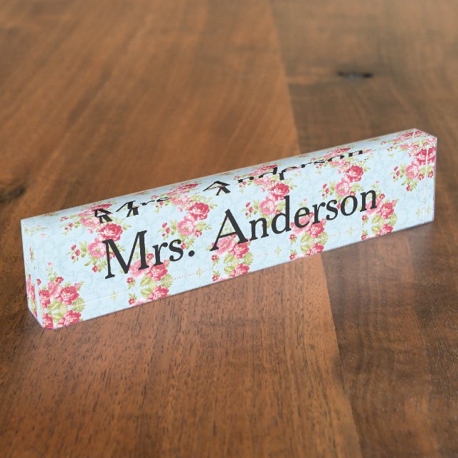 Shabby Chic Teacher Nameplate for desk (Side)