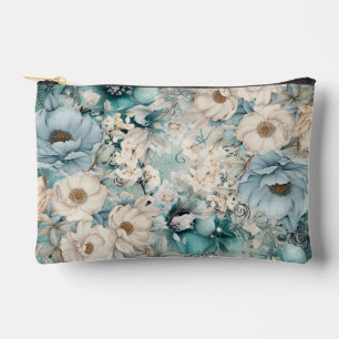 Shabby Chic Teal Pastel Floral Make-Up Bag