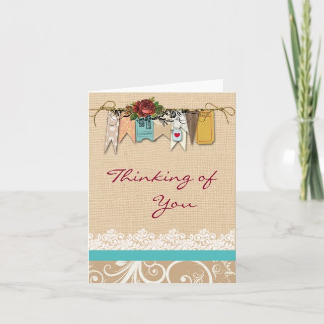 Shabby Chic Thinking of You Greeting Card (Front)