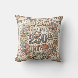 Shabby Chic USA 250th Birthday Floral Pillow