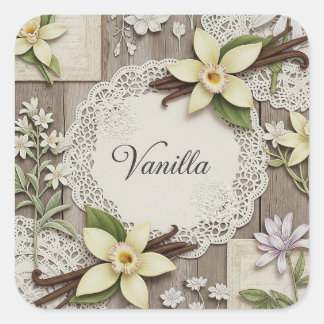 Shabby Chic. Vanilla, by Natasha Us Square Sticker