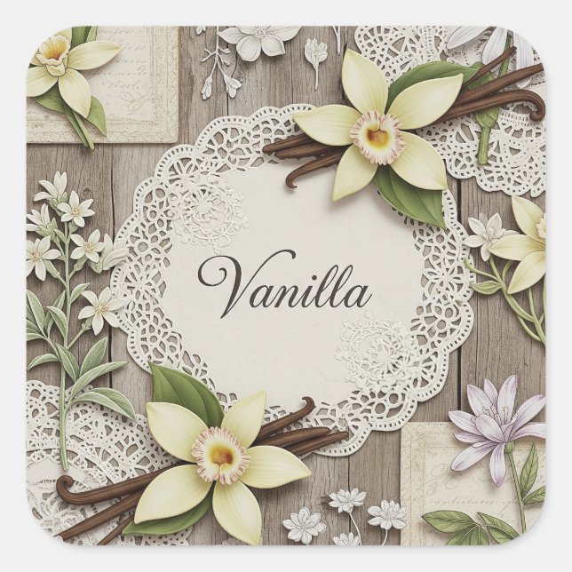 Shabby Chic. Vanilla, by Natasha Us   Square Sticker (Front)