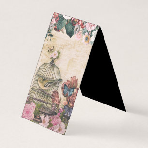 shabby chic,vintage collage, birds,butterflies,vic business card