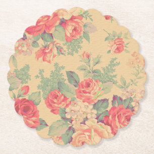 Shabby Chic Vintage Floral Country French Paper Coaster