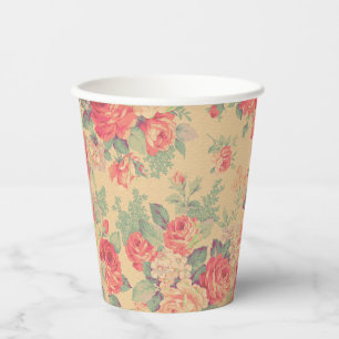 Shabby Chic Vintage Floral Country French Paper Cups