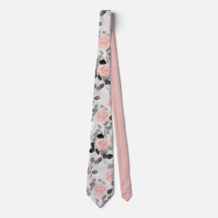 Shabby Chic Vintage Floral Pink Rose Elegant Tie