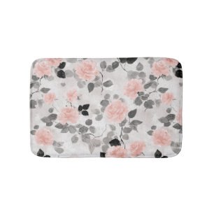 Shabby Chic Vintage Floral Pink Rose Personalised Bath Mat