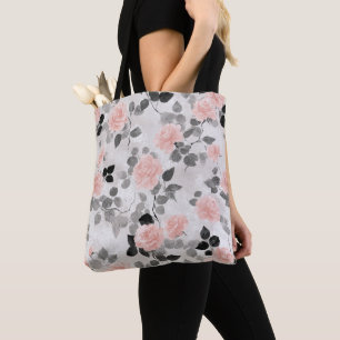 Shabby Chic Vintage Floral Pink Roses Tote Bag