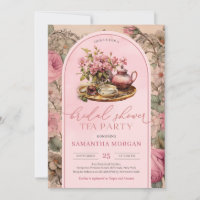 Shabby chic vintage fuchsia pink Bridal tea party